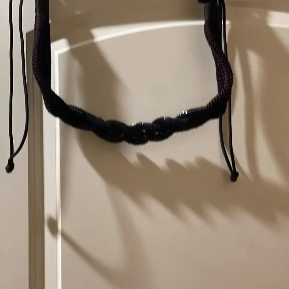 Belt seqiun or necklace black -48” long macramé sequins cord- great accessory